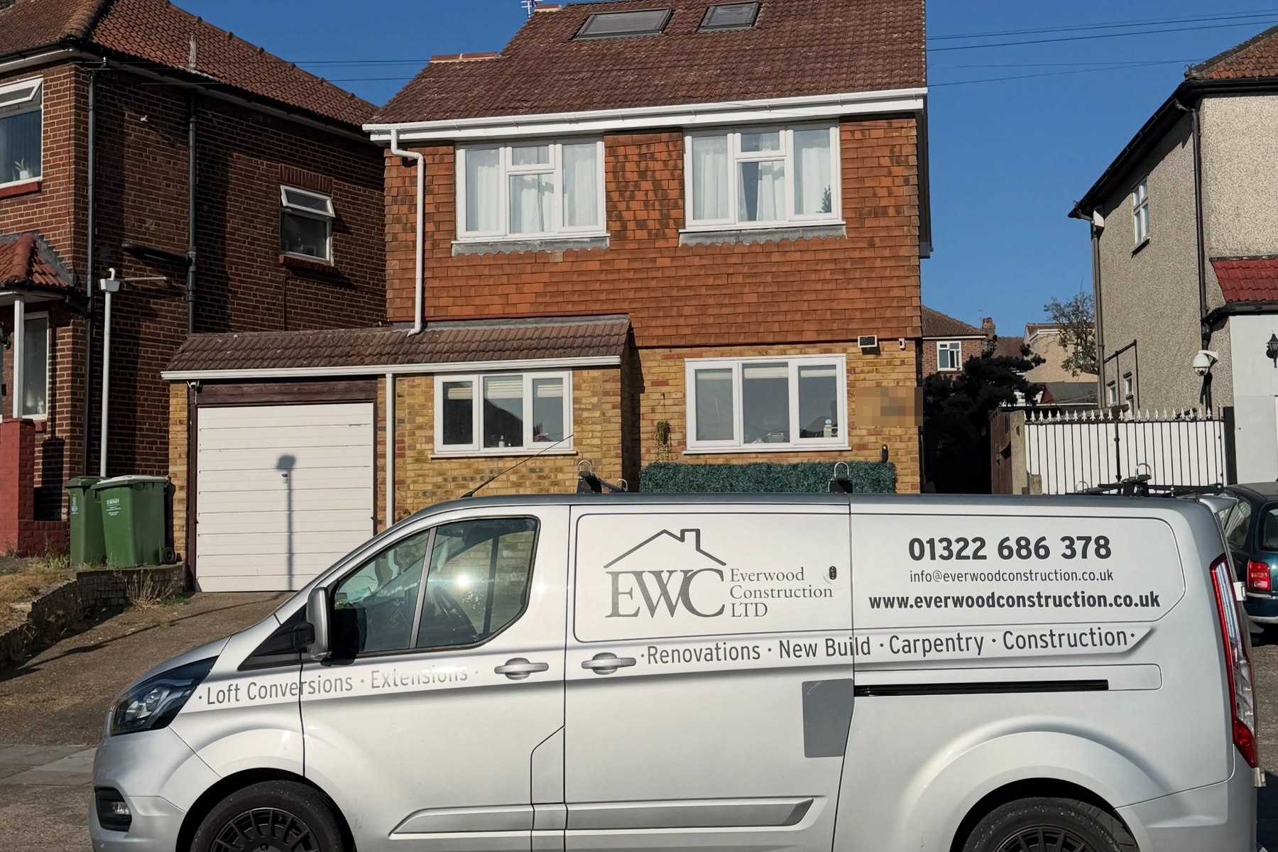 The Everwood Construction van on site in Kent