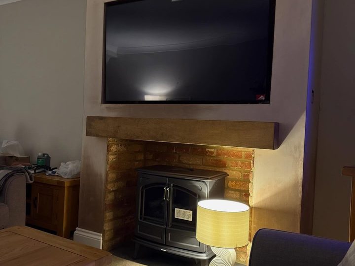 Living room fireplace after renovation