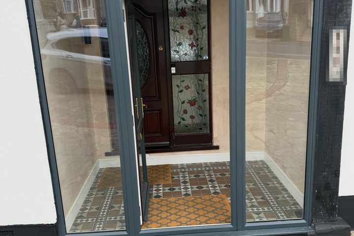 Renovated porch with encaustic floor tiles